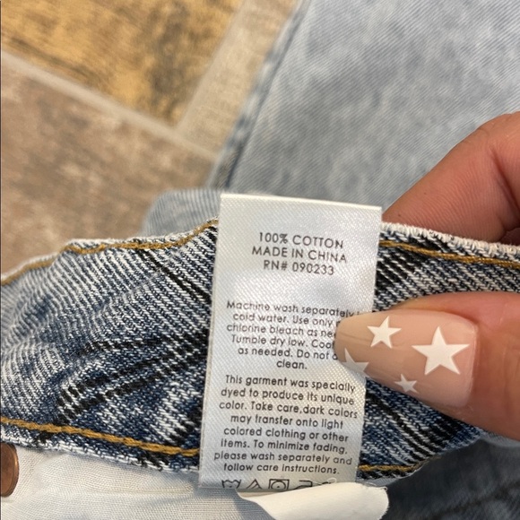 PacSun High Rise Straight Light Blue Denim Jeans Butterfly Print Button Fly 26 - Picture 6 of 10